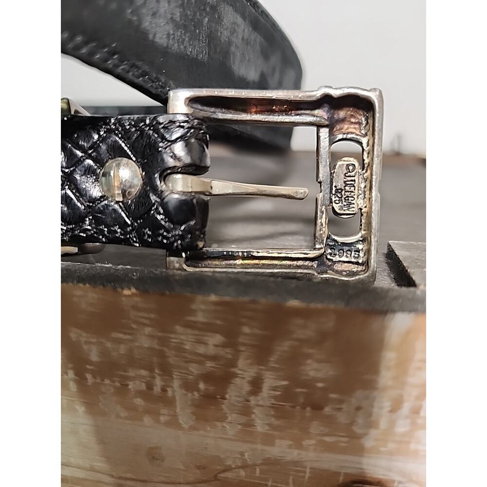 J Deegan 925 Equestrian Belt 4 Piece 1" Buckle Set Black Crocodile Leather 38" - Picture 5 of 12